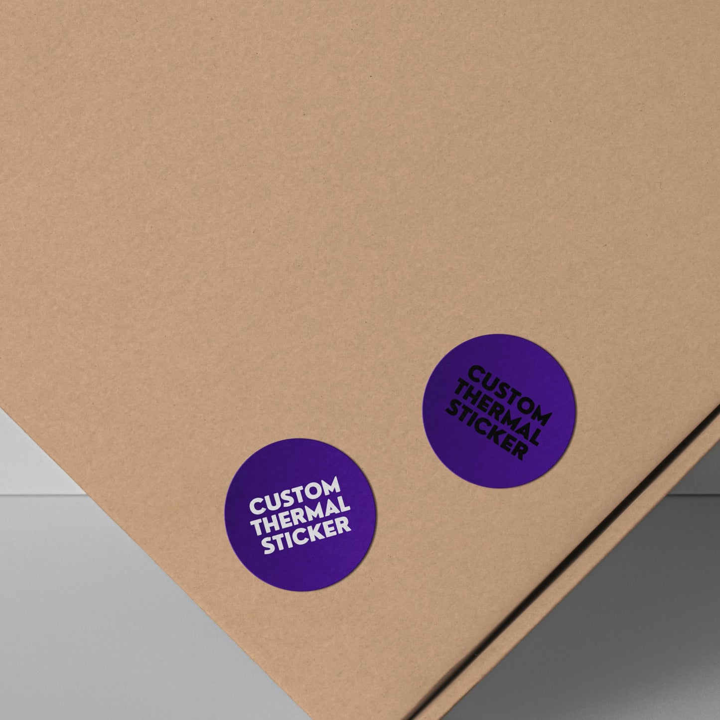 Add a pop of personality to your packaging! These adorable 1-inch Velvet Purple circle stickers feature bold black or crisp white printing for your logo or text. Minimum 25, perfect for Etsy & small businesses.