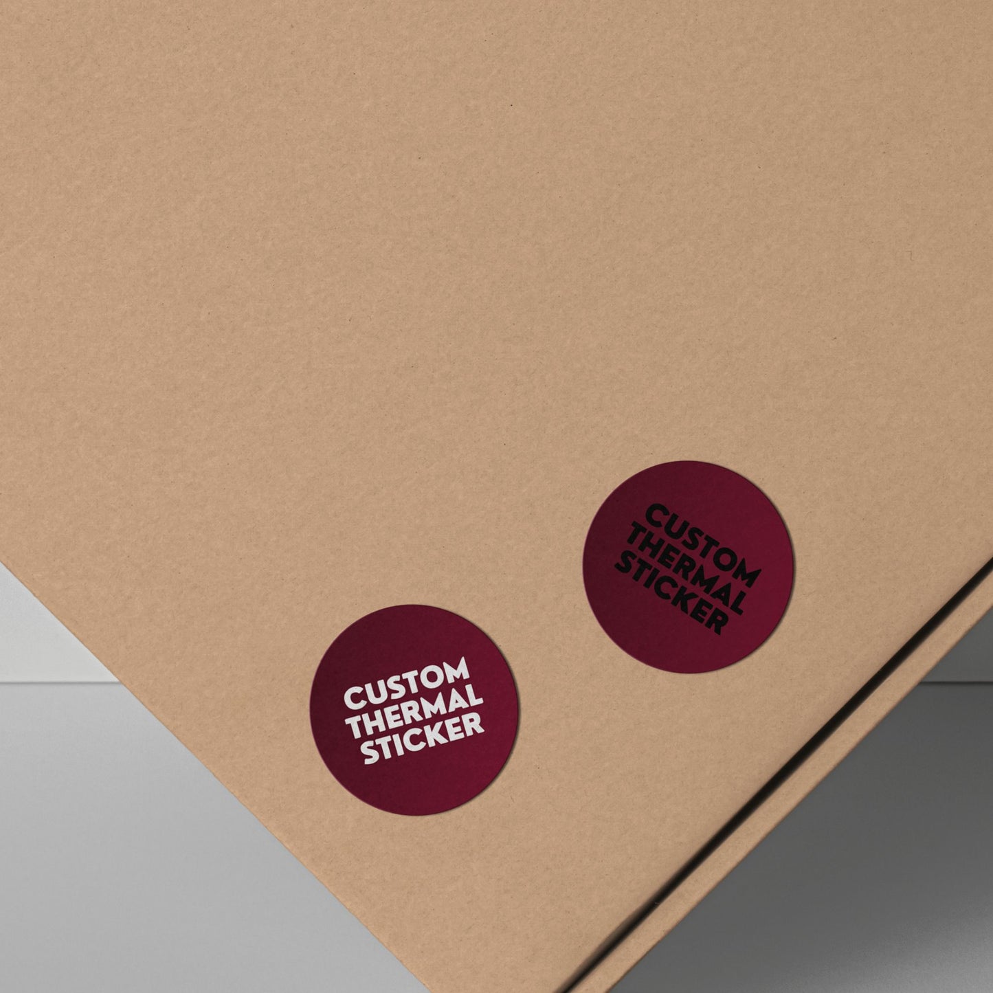 Add a pop of personality to your packaging! These adorable 1-inch Dark Burgundy circle stickers feature bold black or crisp white printing for your logo or text. Minimum 25, perfect for Etsy & small businesses.