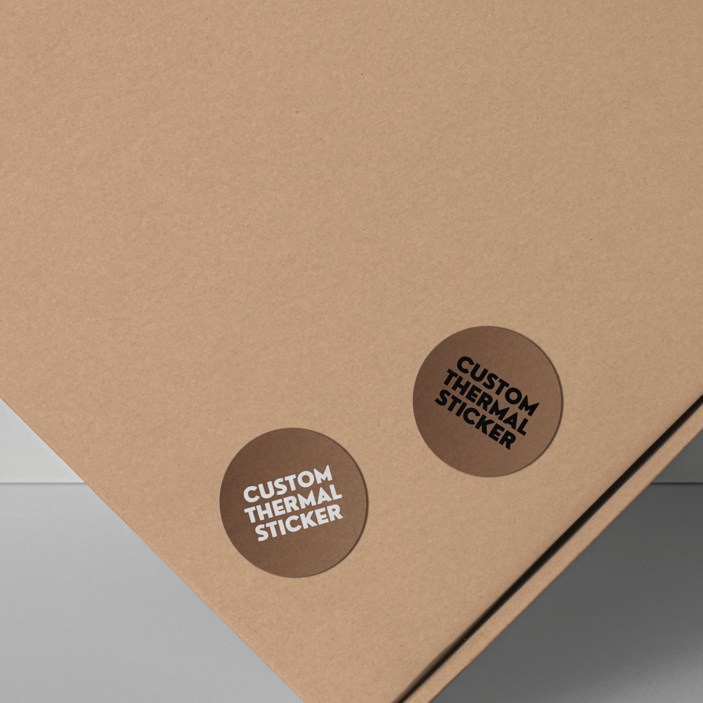 Add a pop of personality to your packaging! These adorable 1-inch Dark Taupe custom circle stickers feature bold black or crisp white printing for your logo or text. Minimum 25, perfect for Etsy & small businesses.