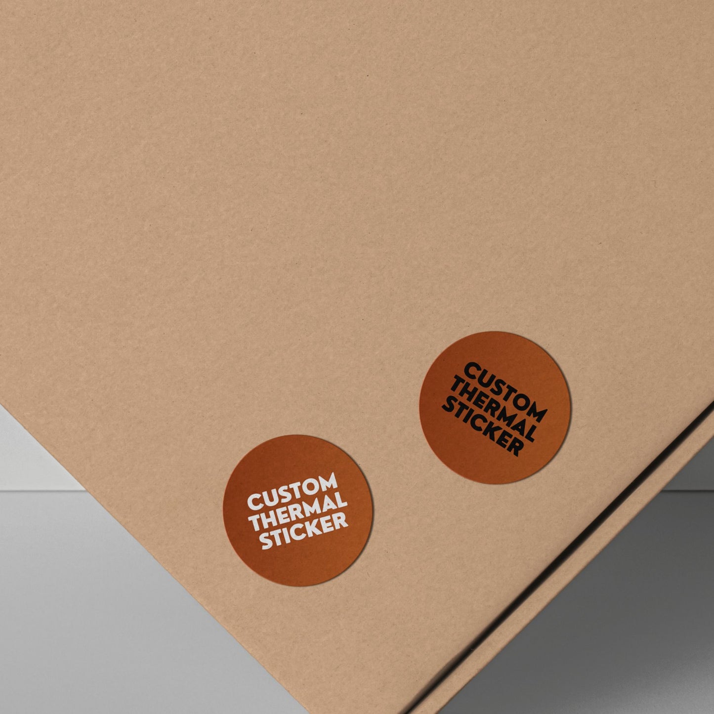 Add a pop of personality to your packaging! These adorable 1-inch Burnt Orange custom circle stickers feature bold black or crisp white printing for your logo or text. Minimum 25, perfect for Etsy & small businesses.