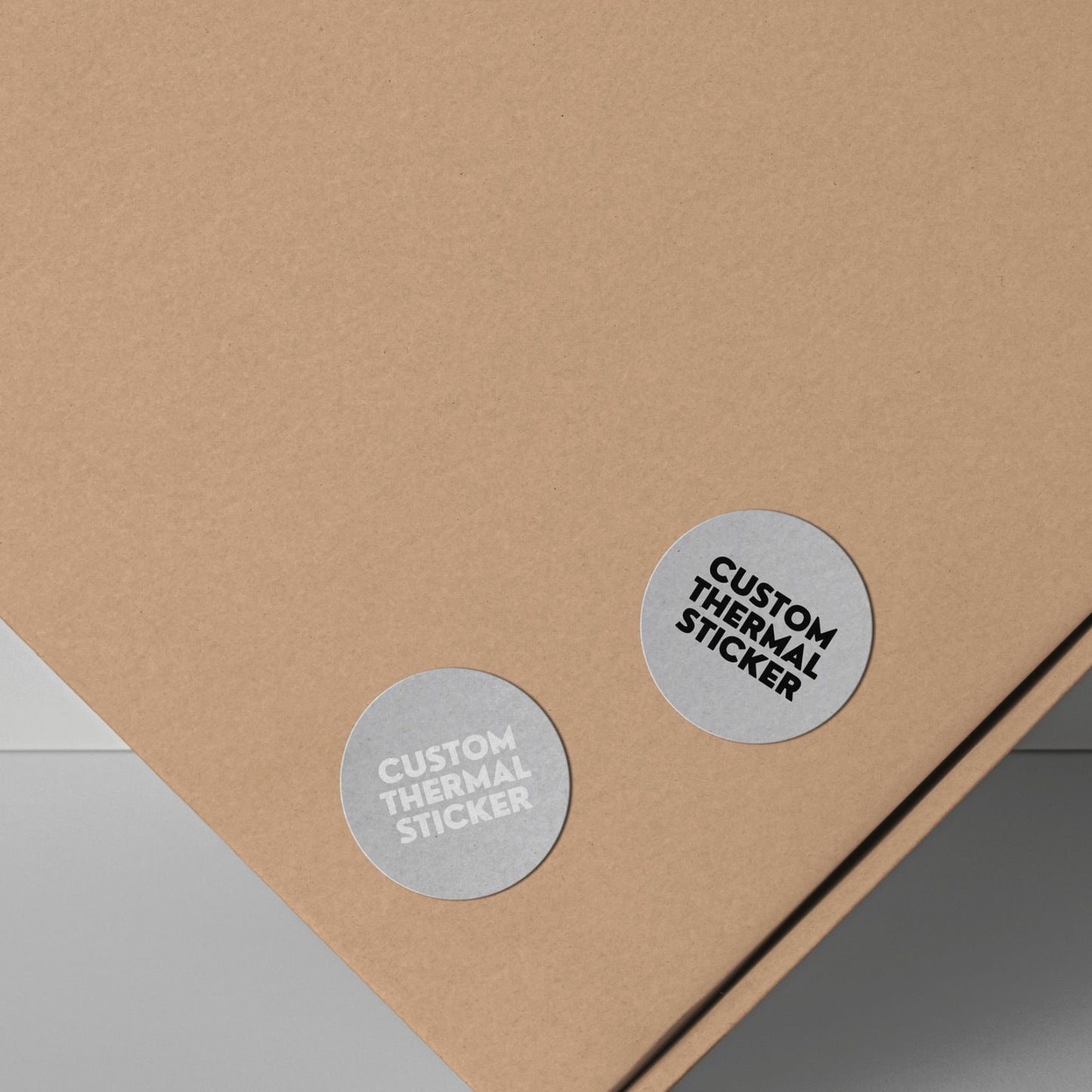 Add a pop of personality to your packaging! These adorable 1-inch Light Gray custom circle stickers feature bold black or crisp white printing for your logo or text. Minimum 25, perfect for Etsy & small businesses.