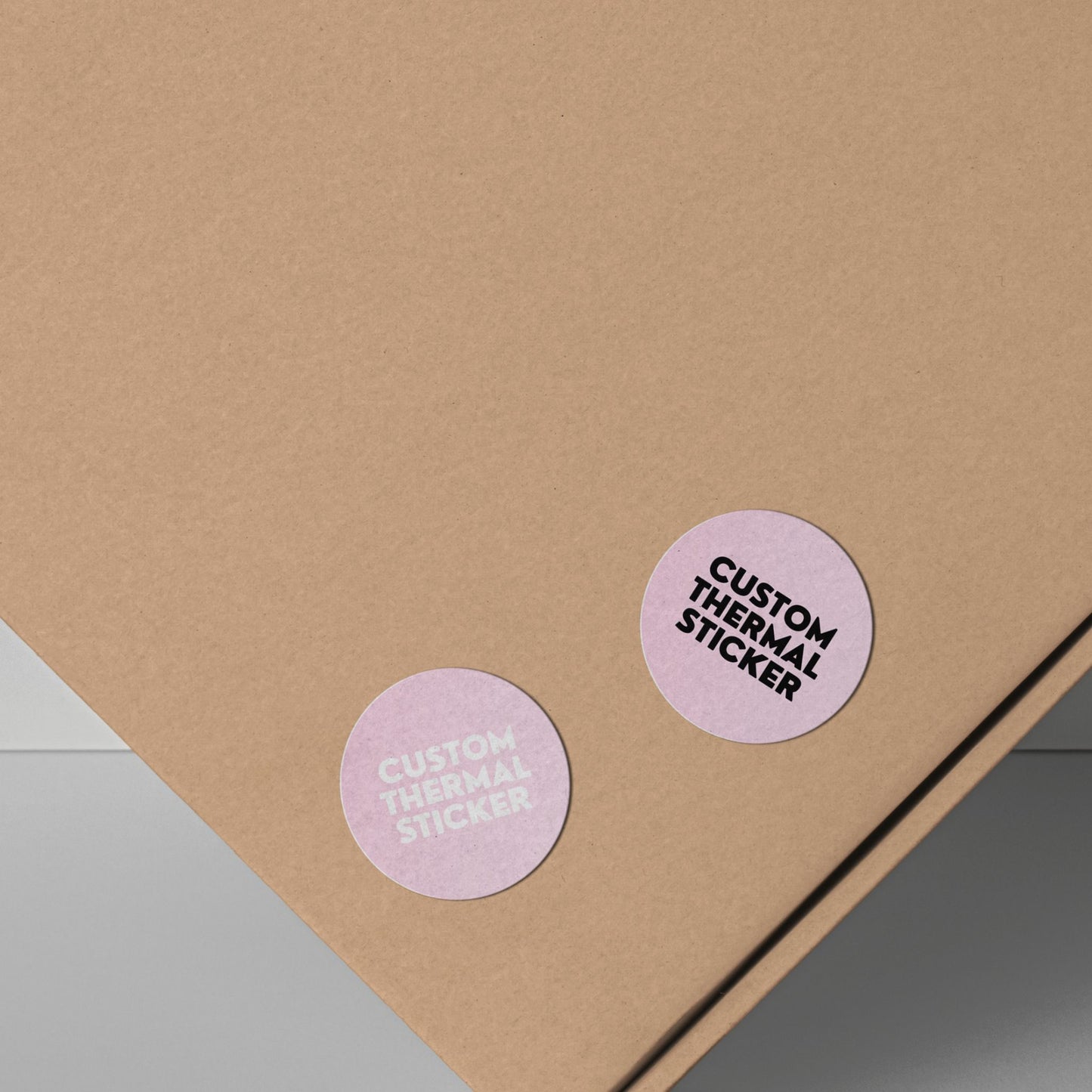 Add a pop of personality to your packaging! These adorable 1-inch Blush Pink custom circle stickers feature bold black or crisp white printing for your logo or text. Minimum 25, perfect for Etsy & small businesses.