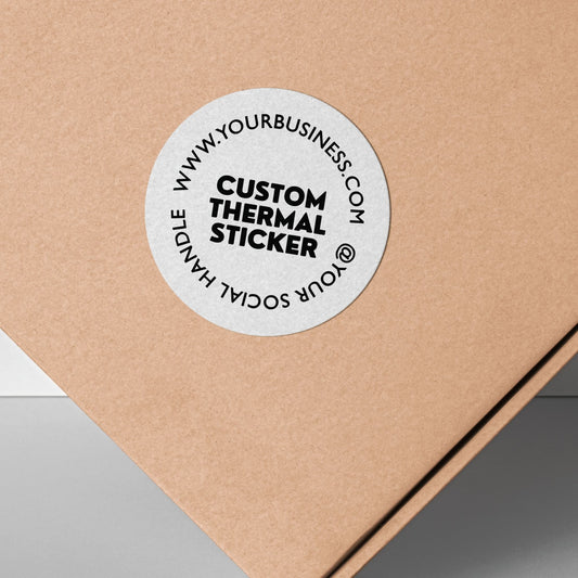 Stand out with a pop of Pure White! This personalized, 2-inch custom thermal label displays your logo and text in crisp black, offering vibrant style without using ink. Affordable & ideal for small businesses, it adds personality to your branding, packaging, or everyday items.