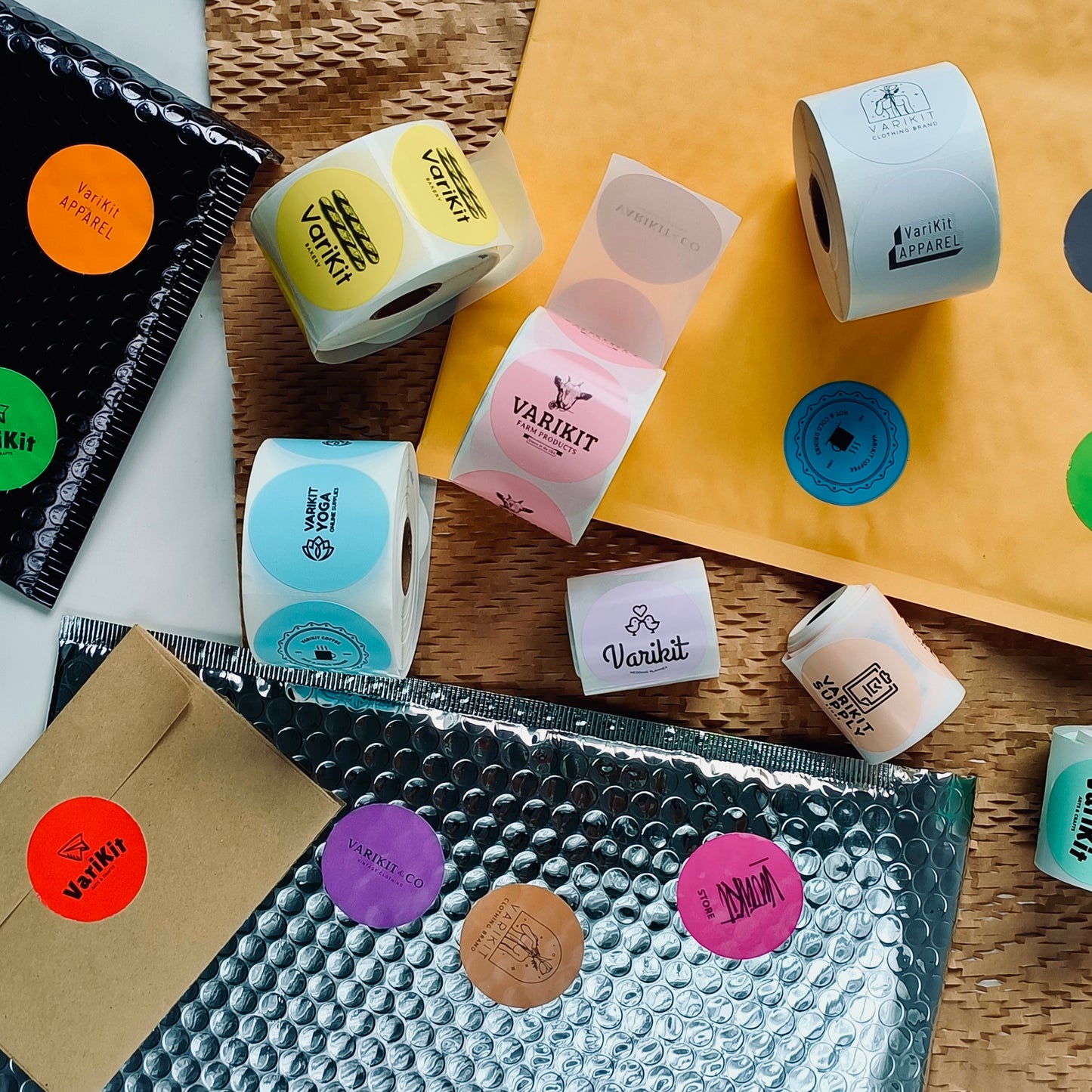 Varikit 2-inch circle custom-printed thermal stickers