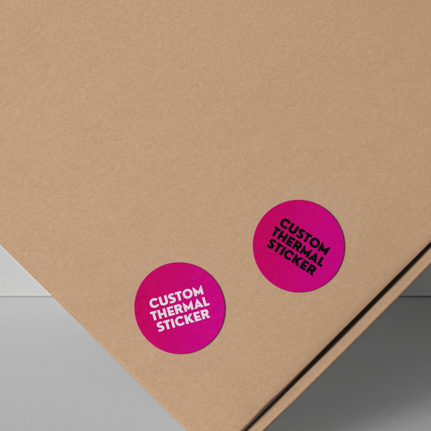 Add a pop of personality to your packaging! These adorable 1-inch Magenta Pink circle stickers feature bold black or crisp white printing for your logo or text. Minimum 25, perfect for Etsy & small businesses.