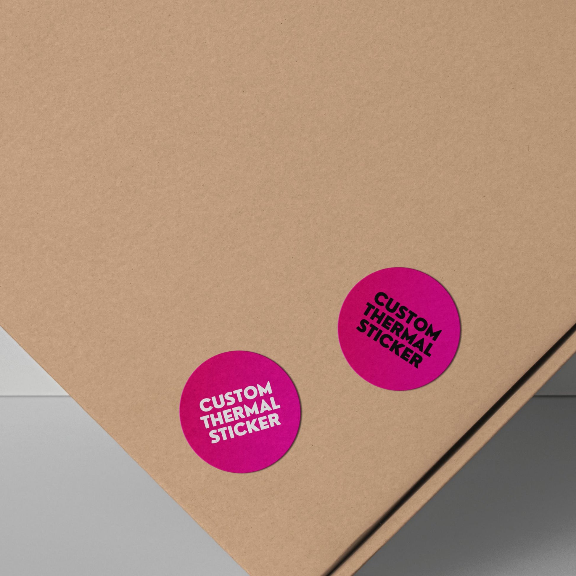 Add a pop of personality to your packaging! These adorable 1-inch Magenta Pink circle stickers feature bold black or crisp white printing for your logo or text. Minimum 25, perfect for Etsy & small businesses.