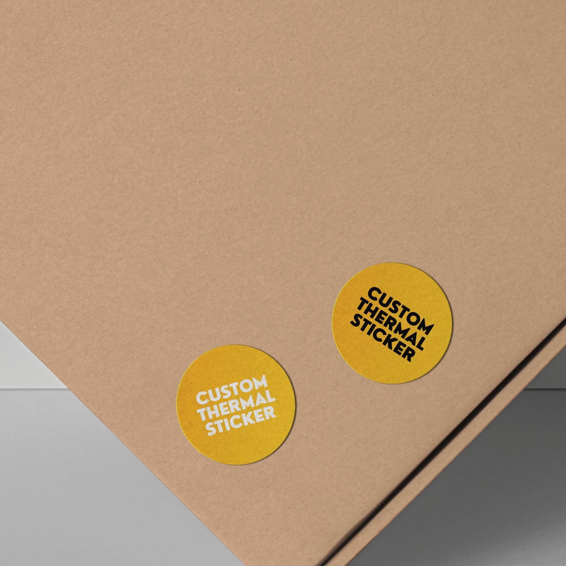 Add a pop of personality to your packaging! These adorable 1-inch Golden Yellow custom circle stickers feature bold black or crisp white printing for your logo or text. Minimum 25, perfect for Etsy & small businesses.