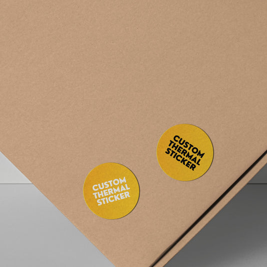 Add a pop of personality to your packaging! These adorable 1-inch Golden Yellow custom circle stickers feature bold black or crisp white printing for your logo or text. Minimum 25, perfect for Etsy & small businesses.