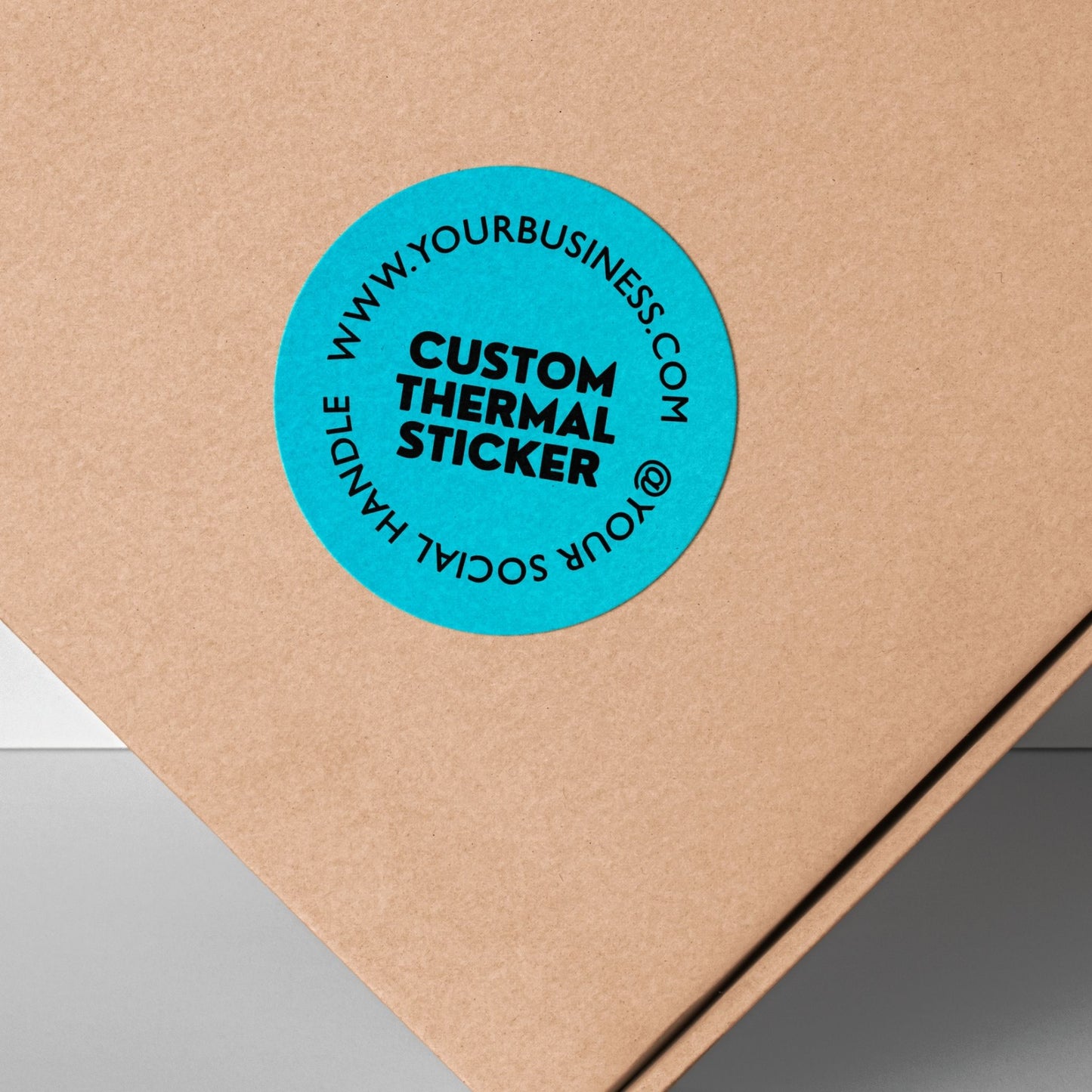 Stand out with a pop of Sky Blue! This personalized, 2-inch custom thermal label displays your logo and text in crisp black, offering vibrant style without using ink. Affordable & ideal for small businesses, it adds personality to your branding, packaging, or everyday items.