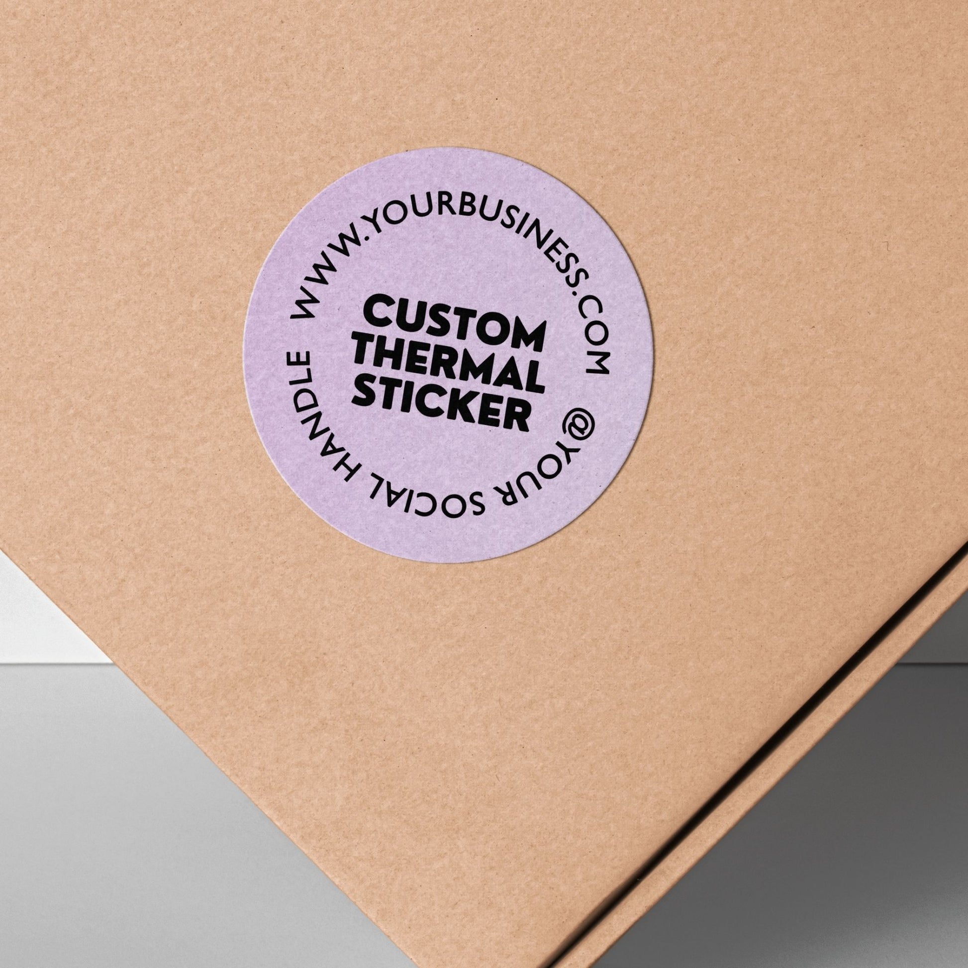 Stand out with a pop of Lavender Pink! This personalized, 2-inch custom thermal label displays your logo and text in crisp black, offering vibrant style without using ink. Affordable & ideal for small businesses, it adds personality to your branding, packaging, or everyday items.