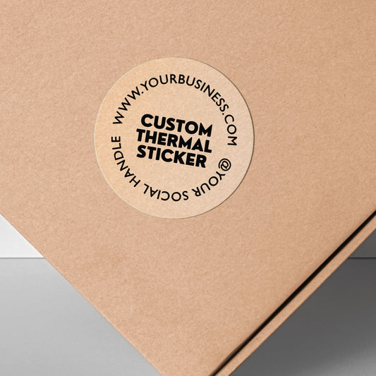 Stand out with a pop of Cream Yellow! This personalized, 2-inch custom thermal label displays your logo and text in crisp black, offering vibrant style without using ink. Affordable & ideal for small businesses, it adds personality to your branding, packaging, or everyday items.