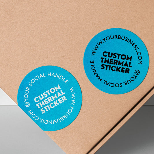 Showcase your brand in vibrant style with these striking 2-inch Teal Blue thermal transfer stickers! Choose between bold black or crisp white printing for your logo and text. Ideal for small businesses seeking beautiful, low-minimum-order custom stickers to elevate packaging, branding, or crafts.