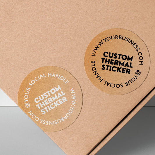Showcase your brand in vibrant style with these striking 2-inch Sandy Beige thermal transfer stickers! Choose between bold black or crisp white printing for your logo and text. Ideal for small businesses seeking beautiful, low-minimum-order custom stickers to elevate packaging, branding, or crafts.