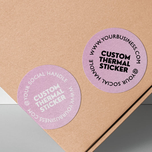 Showcase your brand in vibrant style with these striking 2-inch Dusty Rose thermal transfer stickers! Choose between bold black or crisp white printing for your logo and text. Ideal for small businesses seeking beautiful, low-minimum-order custom stickers to elevate packaging, branding, or crafts.