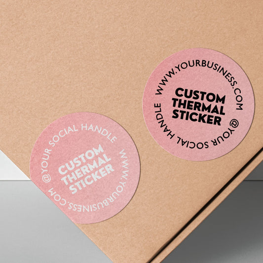 Showcase your brand in vibrant style with these striking 2-inch Shell Pink thermal transfer stickers! Choose between bold black or crisp white printing for your logo and text. Ideal for small businesses seeking beautiful, low-minimum-order custom stickers to elevate packaging, branding, or crafts.
