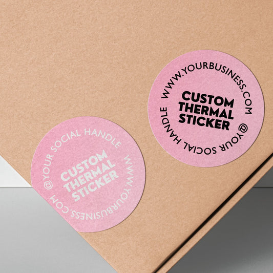 Showcase your brand in vibrant style with these striking 2-inch Peachy Pink thermal transfer stickers! Choose between bold black or crisp white printing for your logo and text. Ideal for small businesses seeking beautiful, low-minimum-order custom stickers to elevate packaging, branding, or crafts.