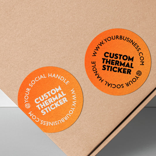 Showcase your brand in vibrant style with these striking 2-inch Pumpkin Orange thermal transfer stickers! Print your logo and text in bold black for a highimpact look. Ideal for small businesses seeking beautiful, scratch-resistant custom stickers in low MOQs. Elevate your packaging, branding, or crafts!
