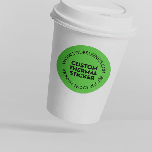 Eye-catching Kelly Green custom sticker made for your brand!  Showcase your logo or design on this water & oil-proof sticker, perfect for small business owners.  Print on-demand, starting from 25 stickers. Varikit: Brand magic made easy & affordable.