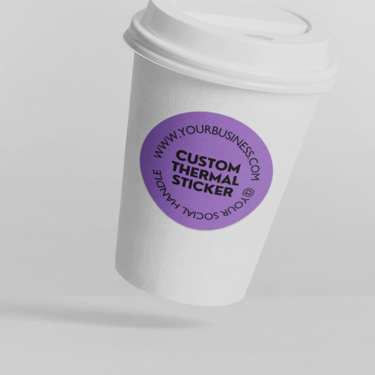 Eye-catching Plum Purple custom sticker made for your brand!  Showcase your logo or design on this water & oil-proof sticker, perfect for small business owners.  Print on-demand, starting from 25 stickers. Varikit: Brand magic made easy & affordable.