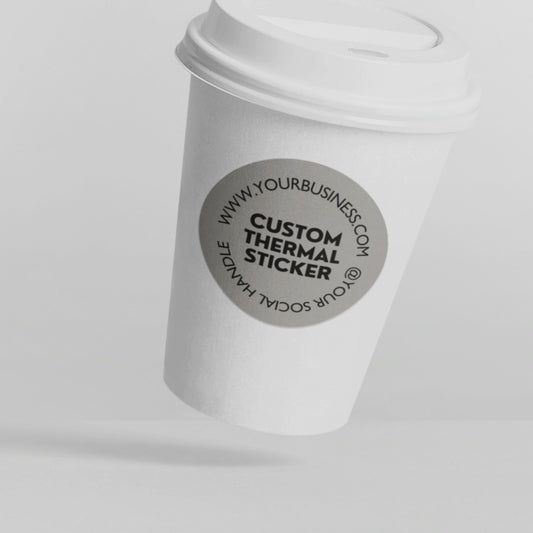 Eye-catching Ash Gray custom sticker made for your brand!  Showcase your logo or design on this water & oil-proof sticker, perfect for small business owners.  Print on-demand, starting from 25 stickers. Varikit: Brand magic made easy & affordable.