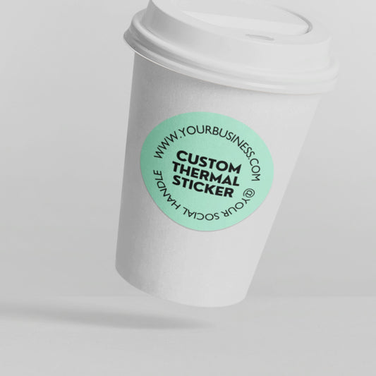 Eye-catching Mint Green custom sticker made for your brand!  Showcase your logo or design on this water & oil-proof sticker, perfect for small business owners.  Print on-demand, starting from 25 stickers. Varikit: Brand magic made easy & affordable.