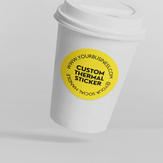 Eye-catching Lemon Yellow custom sticker made for your brand!  Showcase your logo or design on this water & oil-proof sticker, perfect for small business owners.  Print on-demand, starting from 25 stickers. Varikit: Brand magic made easy & affordable.