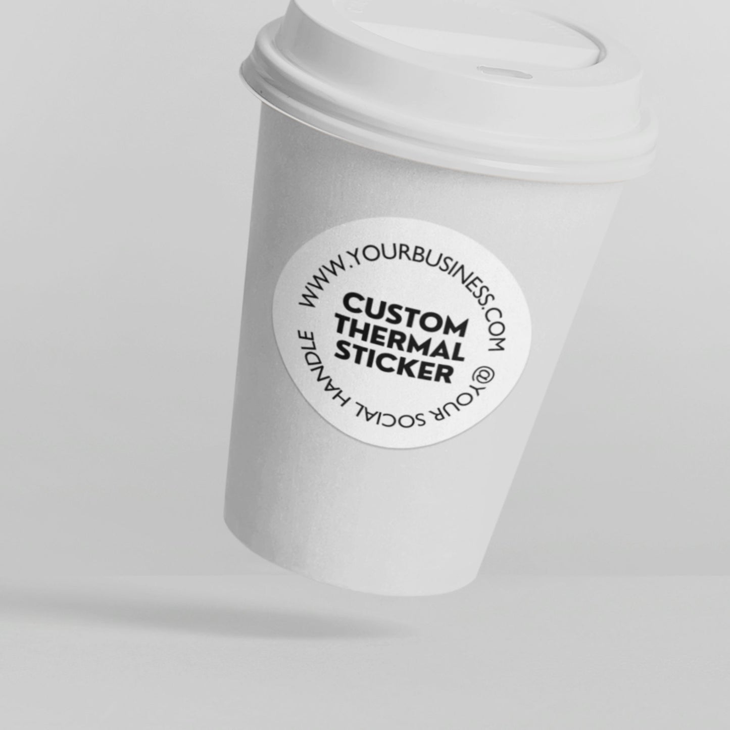 Eye-catching Pure White custom sticker made for your brand!  Showcase your logo or design on this water & oil-proof sticker, perfect for small business owners.  Print on-demand, starting from 25 stickers. Varikit: Brand magic made easy & affordable.