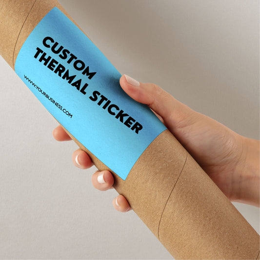 Ditch bland boxes! These vibrant 4x6 inch Sky Blue thermal stickers add instant personality to your packaging. Affordable & inkless, minimum 25. Great alternative to packing tape for Etsy, crafts & more.