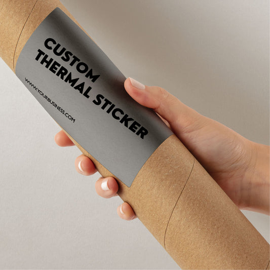 Ditch bland boxes! These vibrant 4x6 inch Ash Gray thermal stickers add instant personality to your packaging. Affordable & inkless, minimum 25. Great alternative to packing tape for Etsy, crafts & more.