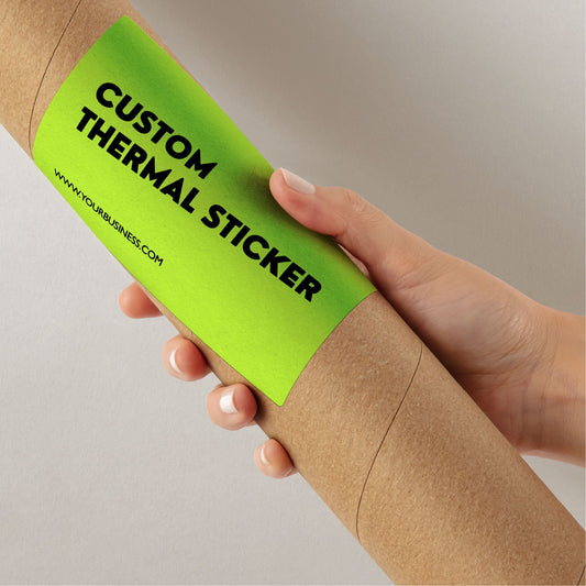 Ditch bland boxes! These vibrant 4x6 inch Lime Green thermal stickers add instant personality to your packaging. Affordable & inkless, minimum 25. Great alternative to packing tape for Etsy, crafts & more.