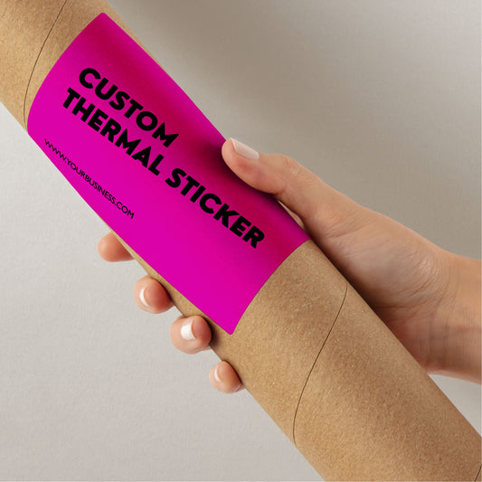 Ditch bland boxes! These vibrant 4x6 inch Hot Pink thermal stickers add instant personality to your packaging. Affordable & inkless, minimum 25. Great alternative to packing tape for Etsy, crafts & more.