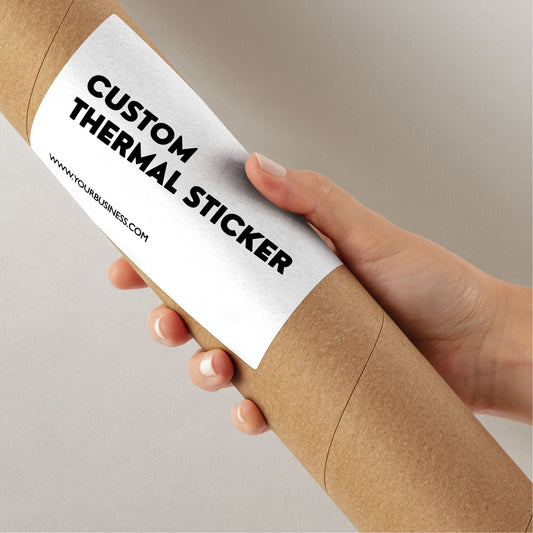 Ditch bland boxes! These vibrant 4x6 inch Pure White thermal stickers add instant personality to your packaging. Affordable & inkless, minimum 25. Great alternative to packing tape for Etsy, crafts & more.